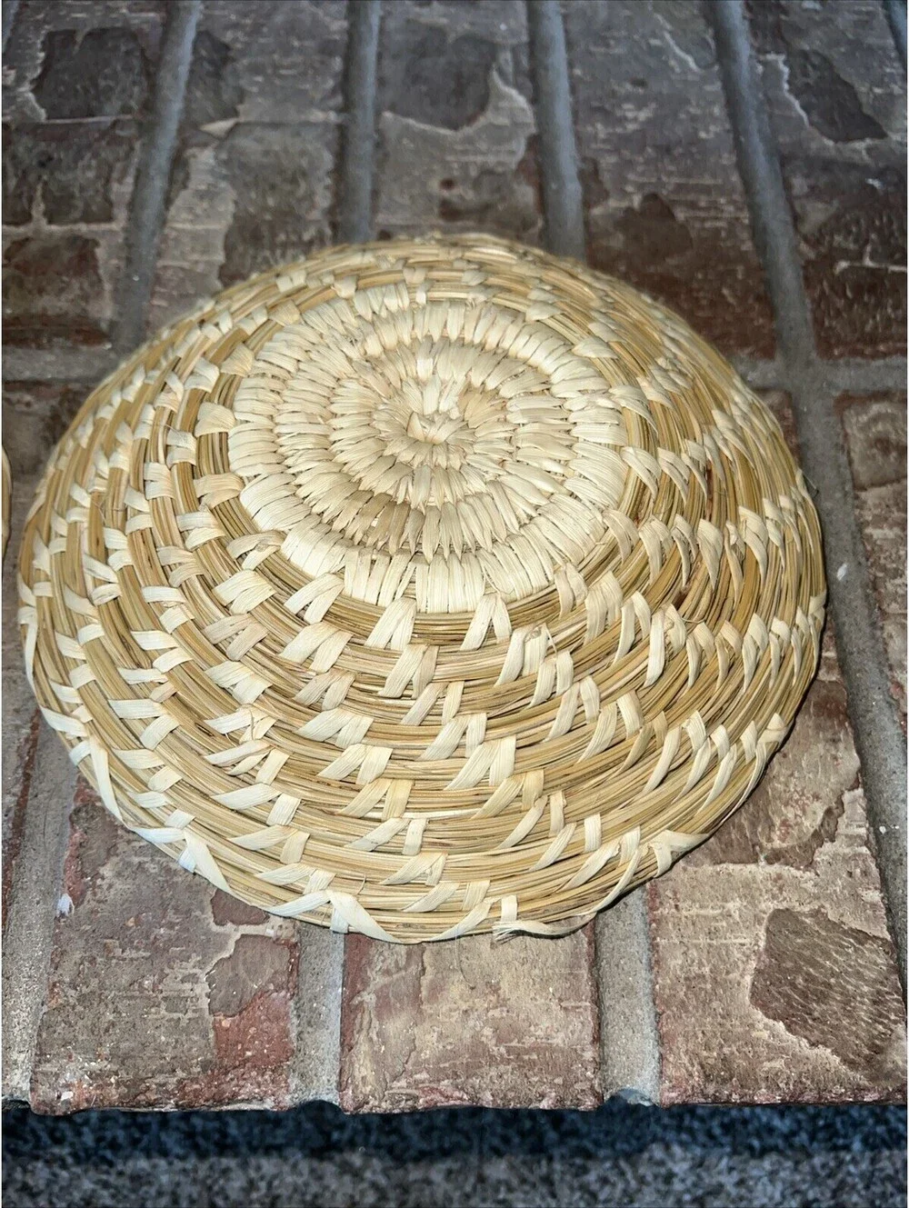 Set Of Two Shallow Stacking  Baskets. 7” And 8”